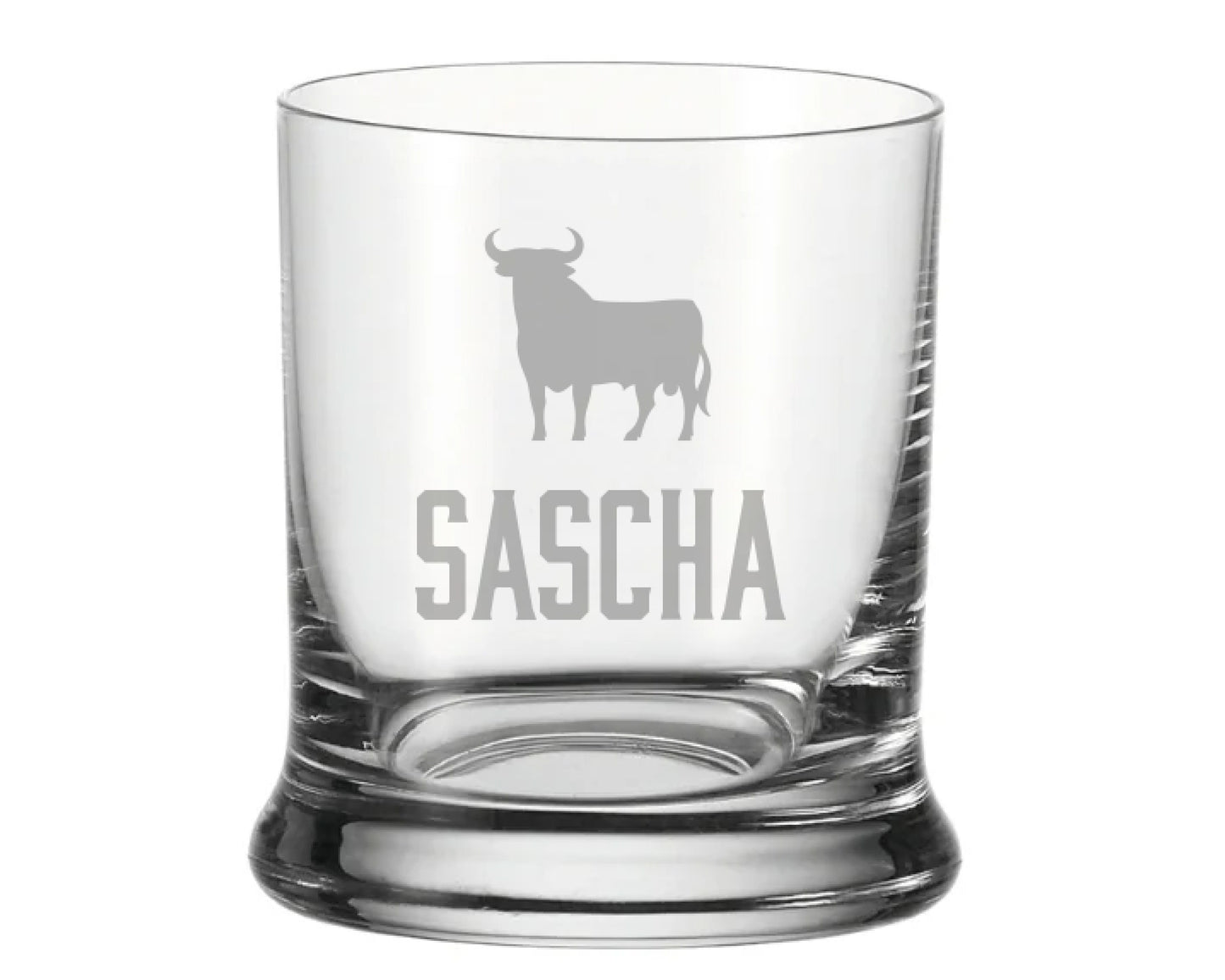 Whiskyglas Veterano Style mit Stier – personalisiert mit Name - Geschenk für Männer