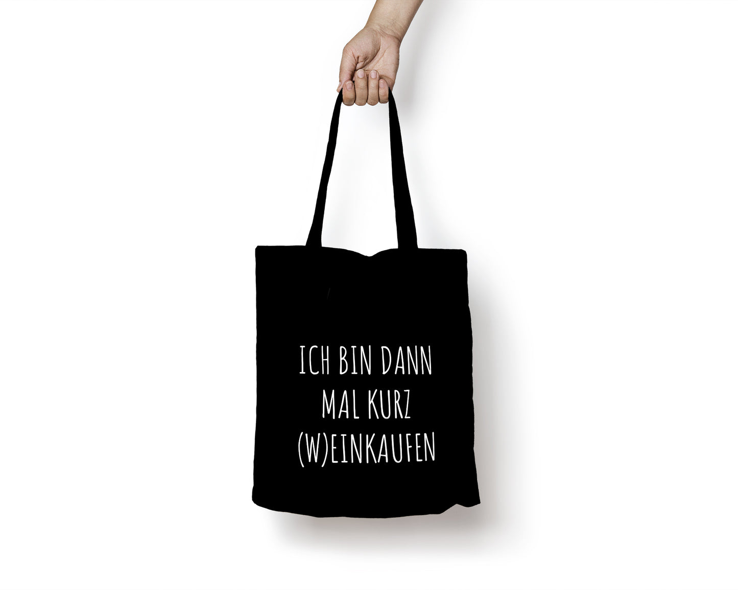 Tasche mit Aufdruck *Ich bin dann mal kurz (W)einkaufen* Black
