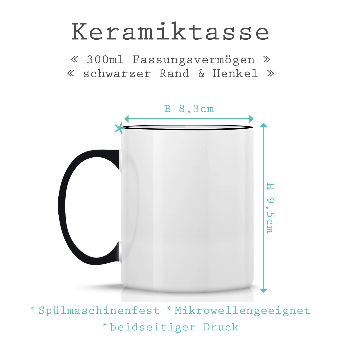 3er-Tassen-Set „Bier, Gin & Wein wäre mir jetzt auch lieber“ – Schwarz, spülmaschinenfest