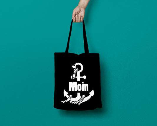 Tasche mit Aufdruck & Motiv *Anker Moin Tau* Black