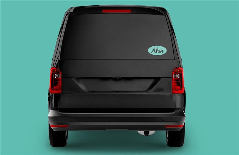 Aufkleber Sticker Ahoi | B 20cm x H 10cm für Auto, Camper, Van, Fenster, Türen, für drinnen und draußen | verschiedene Farben
