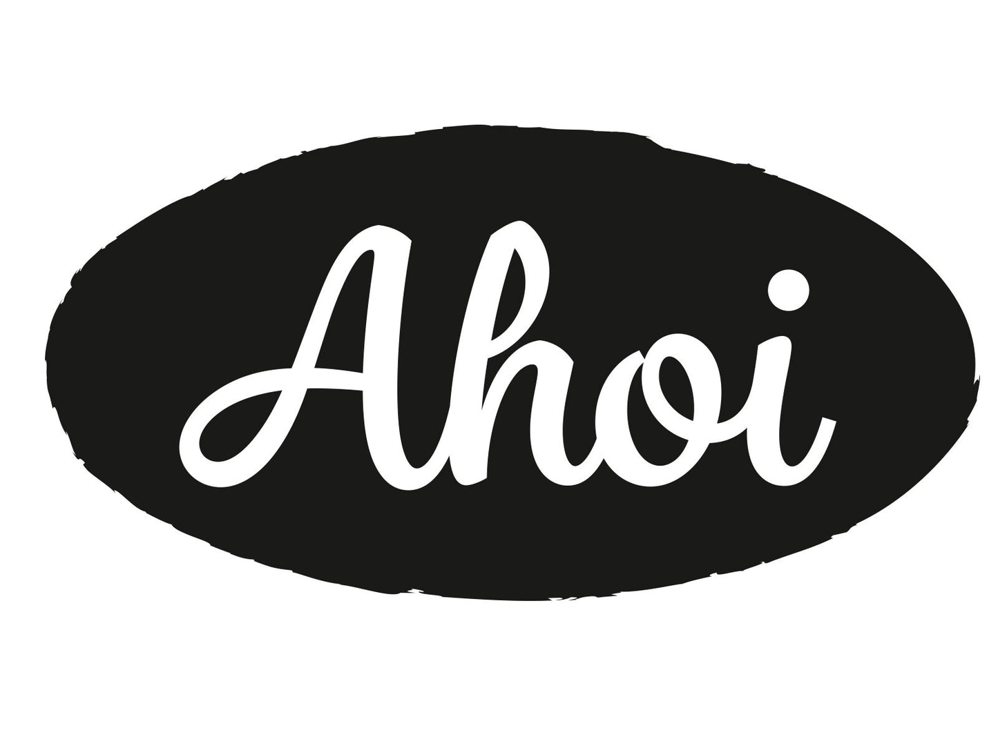 Aufkleber Sticker Ahoi | B 12cm x H 6cm für Roller, Auto, Camper, Van, Fenster, Türen, für drinnen und draußen | verschiedene Farben
