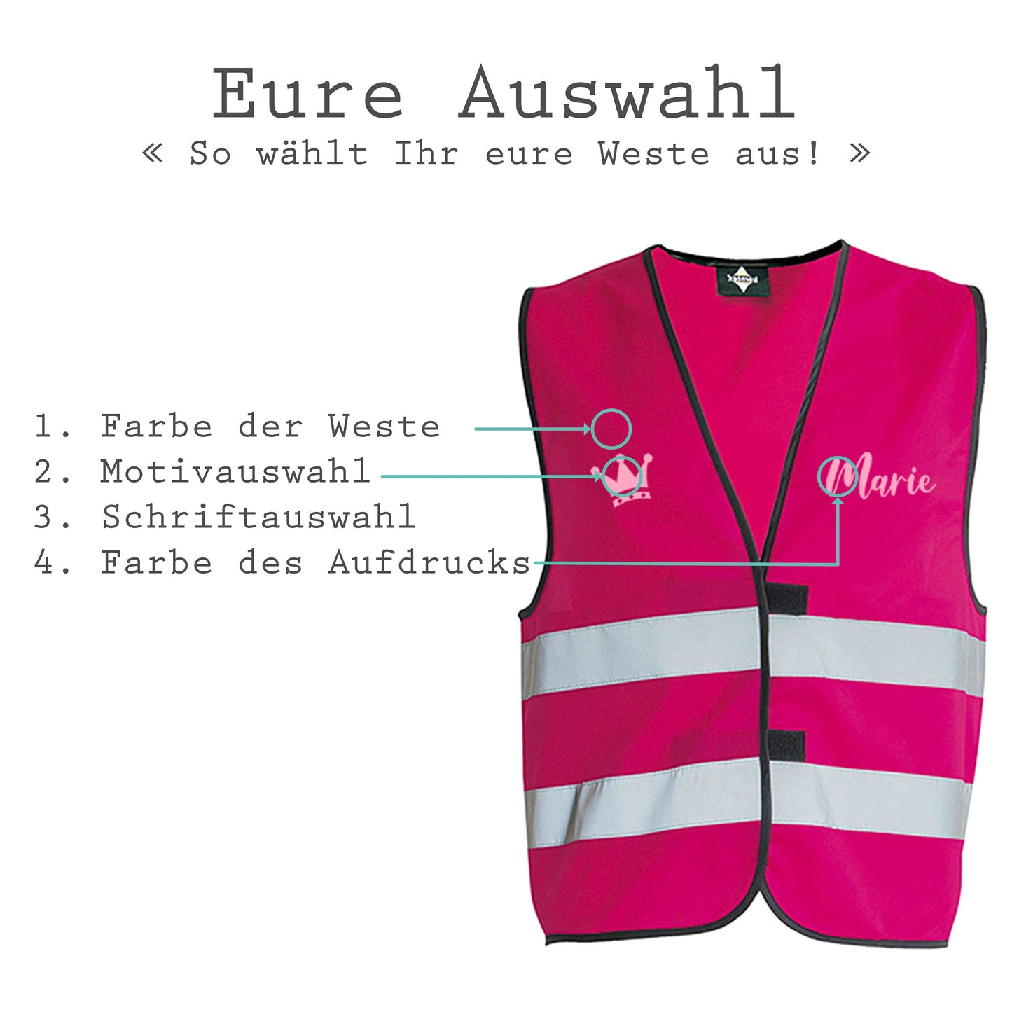 Sicherheitsweste / Warnweste - mit Name und Motiv bedruckt