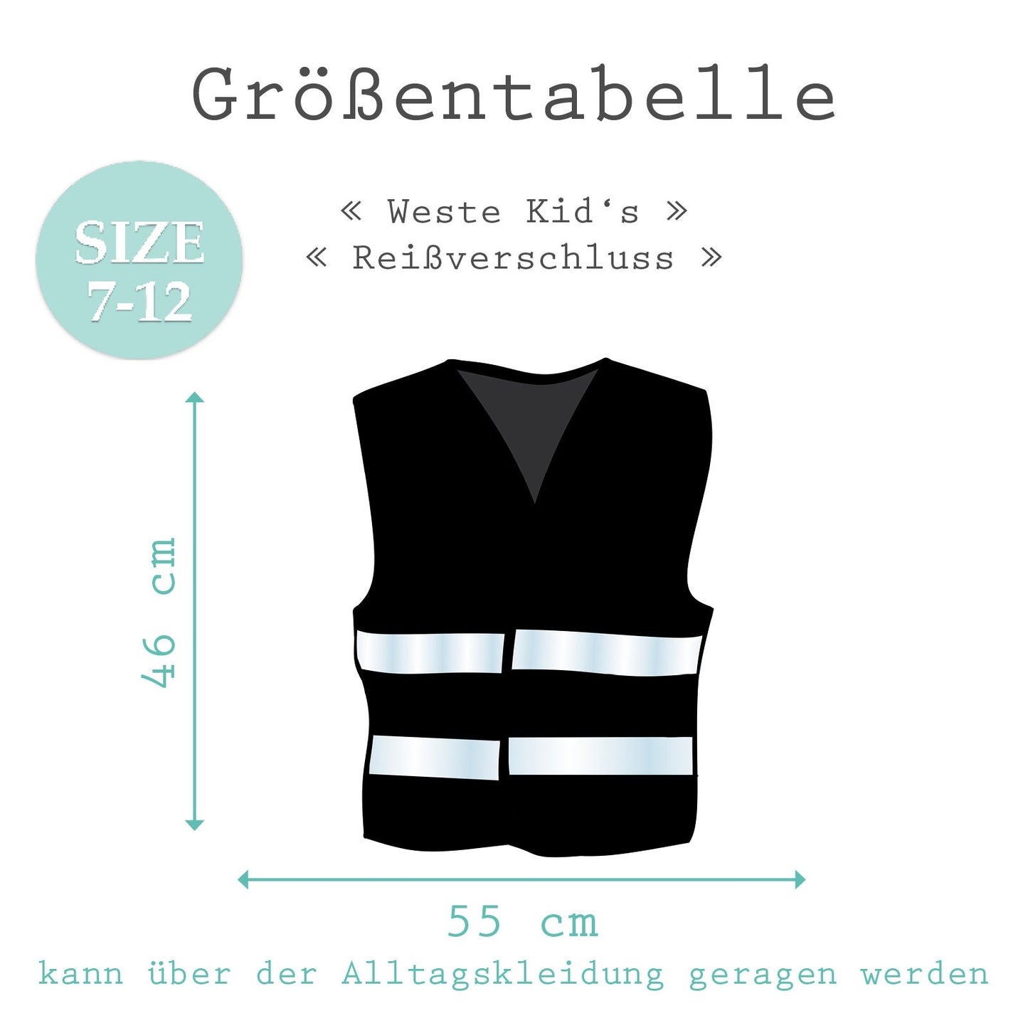 Warnweste / Sicherheitsweste für Kinder mit Reißverschluss