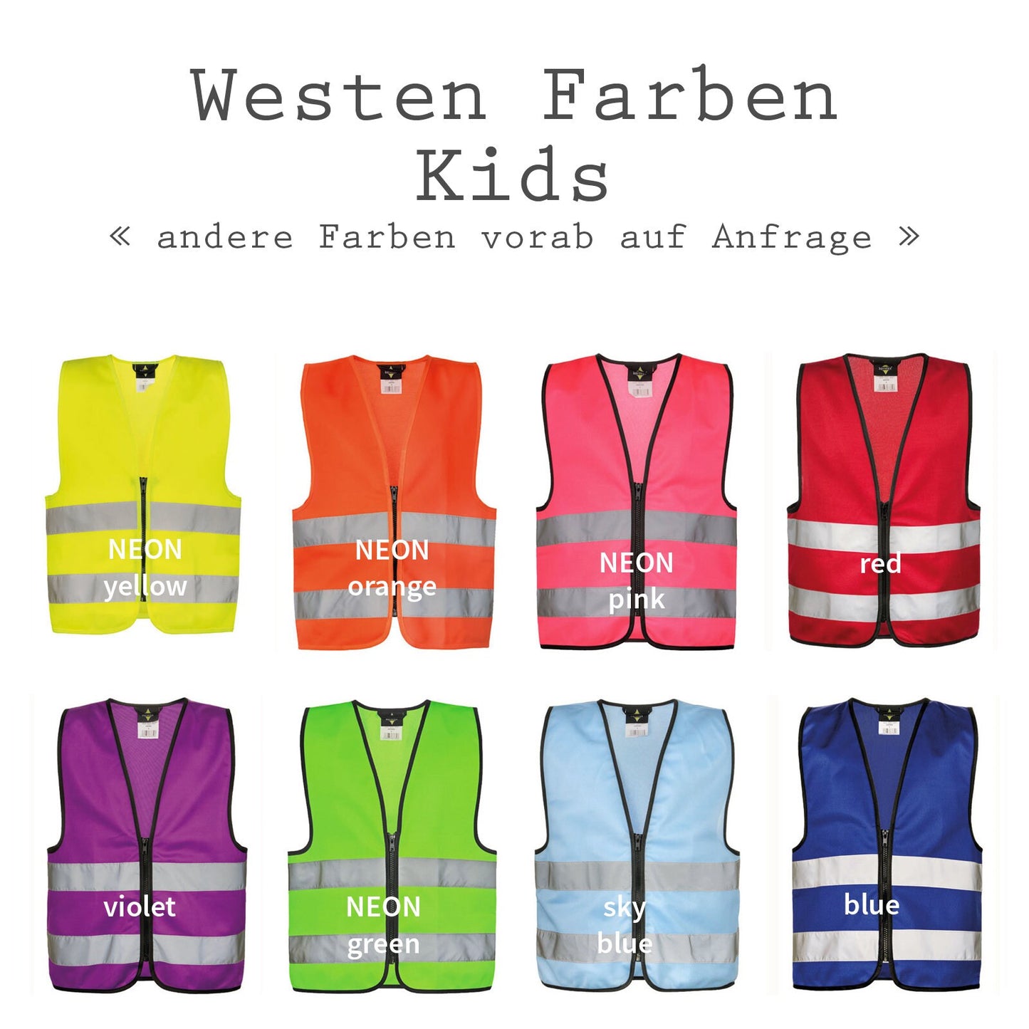 Sicherheitsweste / Warnweste mit Reißverschluss - mit Name und Motiv bedruckt