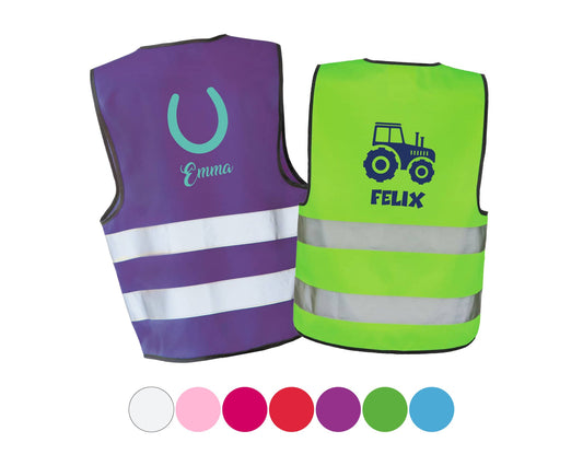 Sicherheitsweste / Warnweste - mit Name und Motiv auf dem Rücken bedruckt