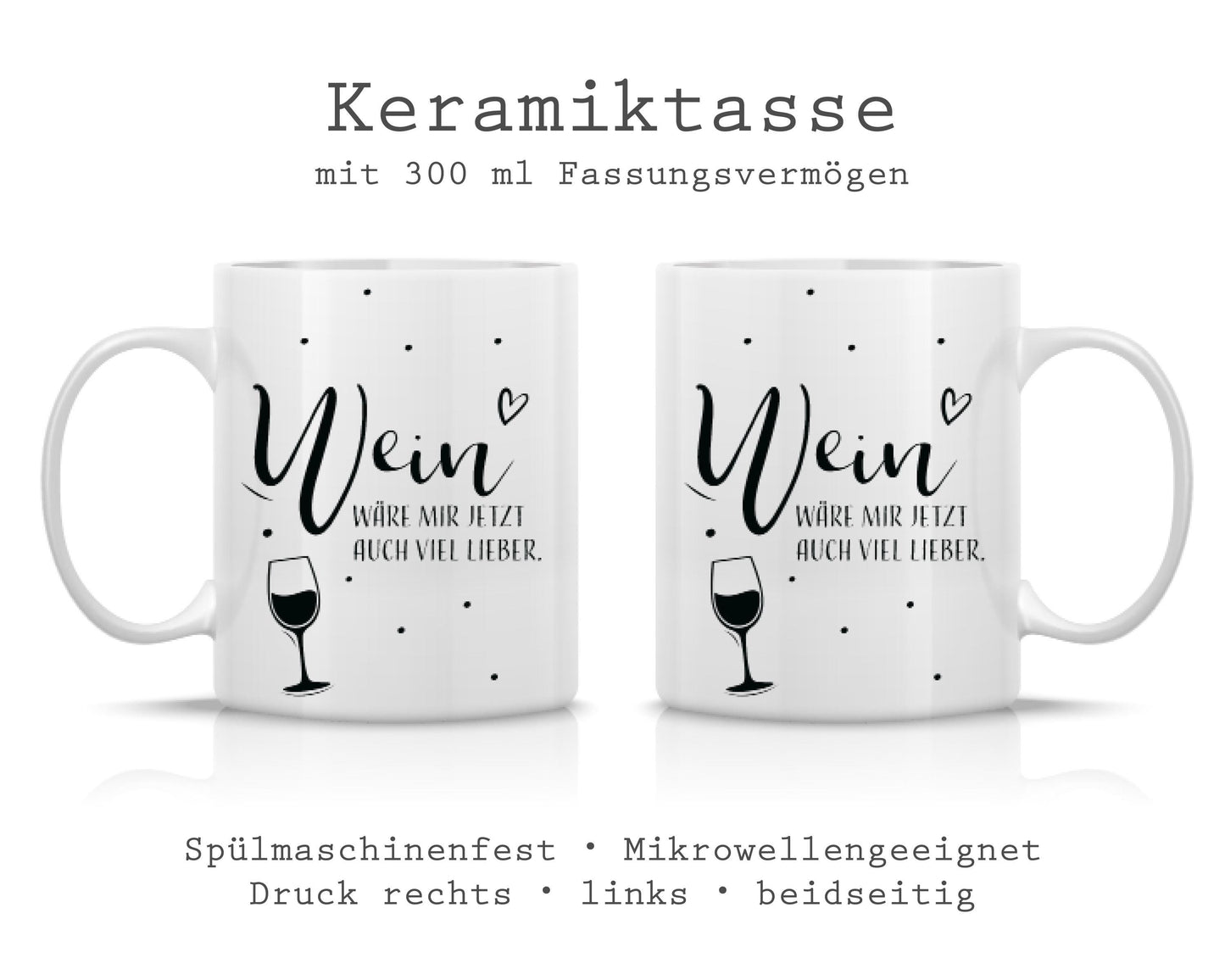 Tasse bedruckt mit Motiv Wein wäre mir jetzt auch lieber *spülmaschinengeeignet*