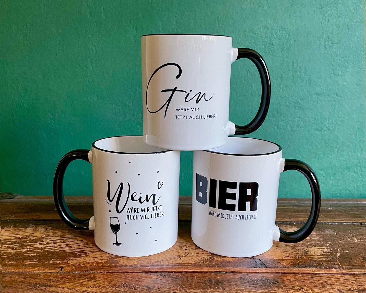 Tasse black bedruckt mit Motiv Gin wäre mir jetzt auch lieber *spülmaschinengeeignet*