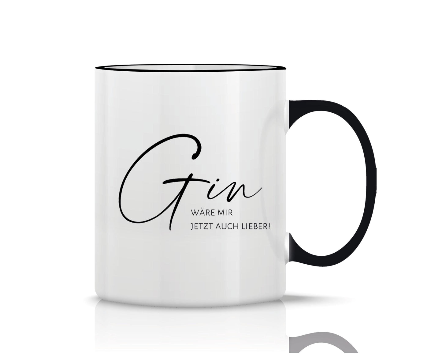 Tasse black bedruckt mit Motiv Gin wäre mir jetzt auch lieber *spülmaschinengeeignet*