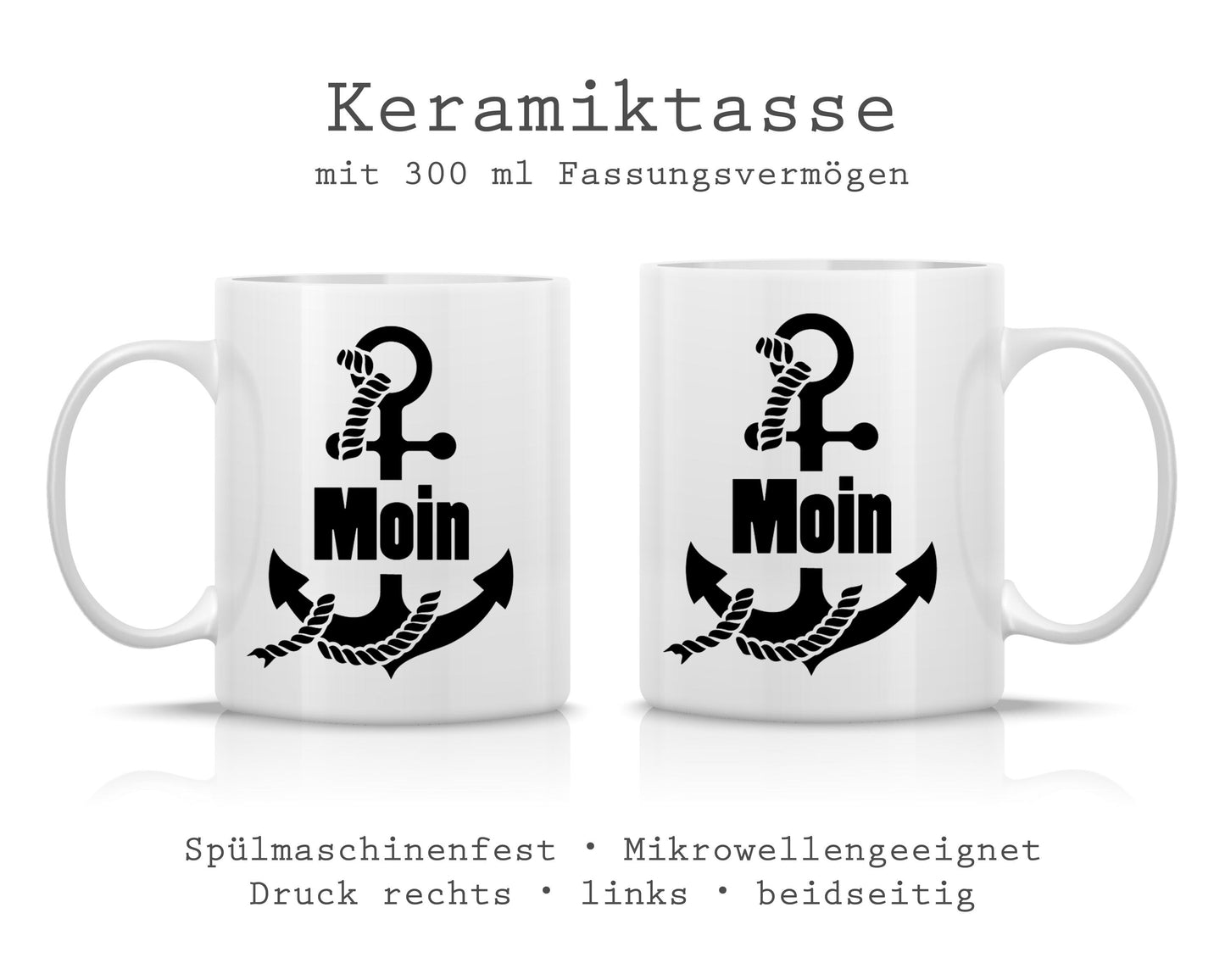 Tasse bedruckt mit Motiv Anker Moin Tau *spülmaschinengeeignet*