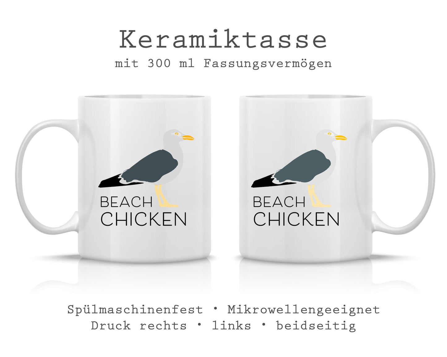 Tasse bedruckt mit Motiv Beach Chicken *spülmaschinengeeignet*
