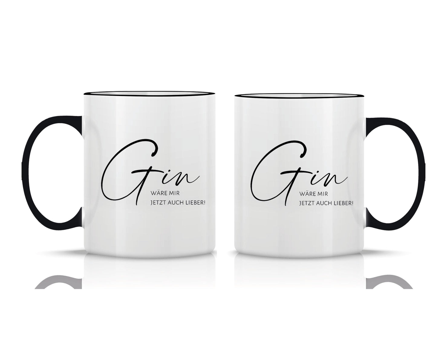 Tasse black bedruckt mit Motiv Gin wäre mir jetzt auch lieber *spülmaschinengeeignet*