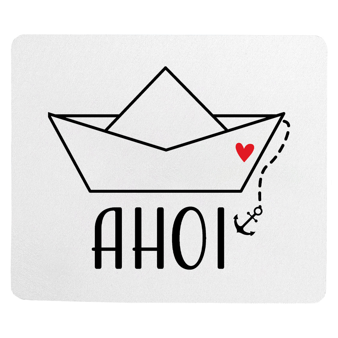 Maritimes Mousepad „Ahoi mit Boot“ – handbedruckt & waschbar