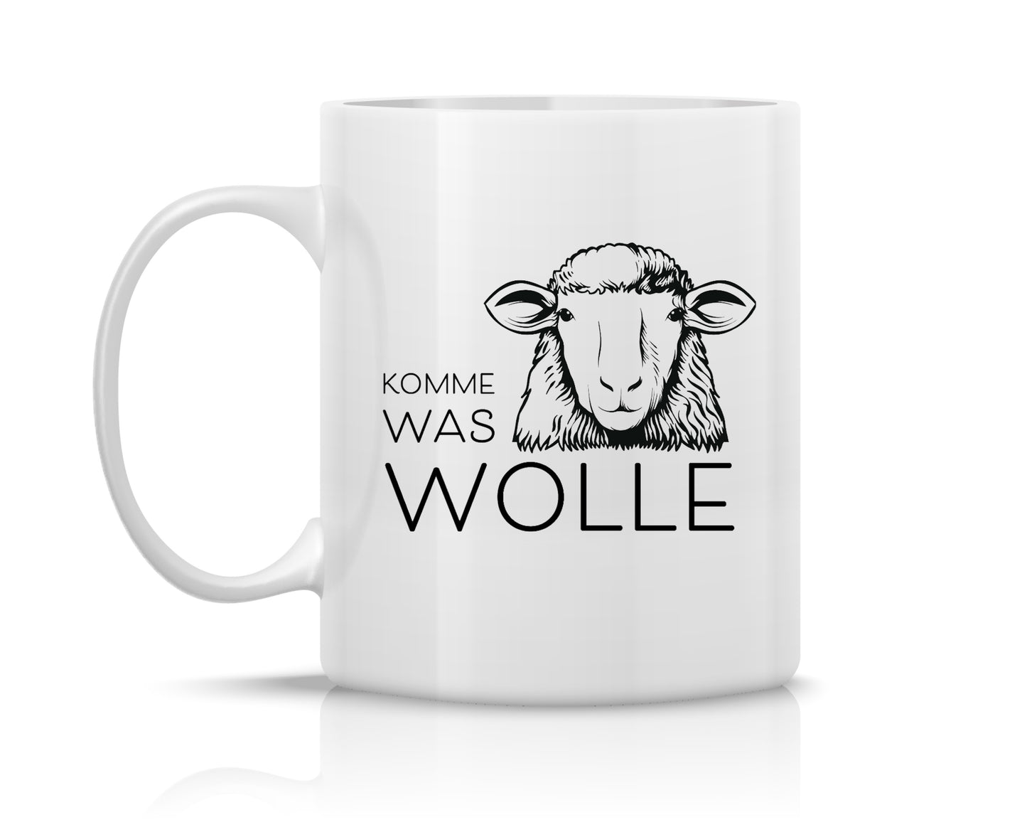 Tasse bedruckt mit Motiv *Komme was Wolle*