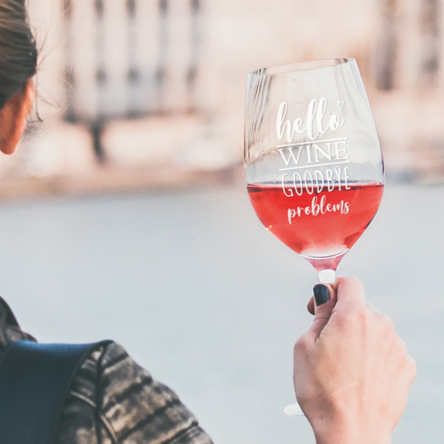 Weinglas mit Motiv *Hello Wine Goodbye Problems*