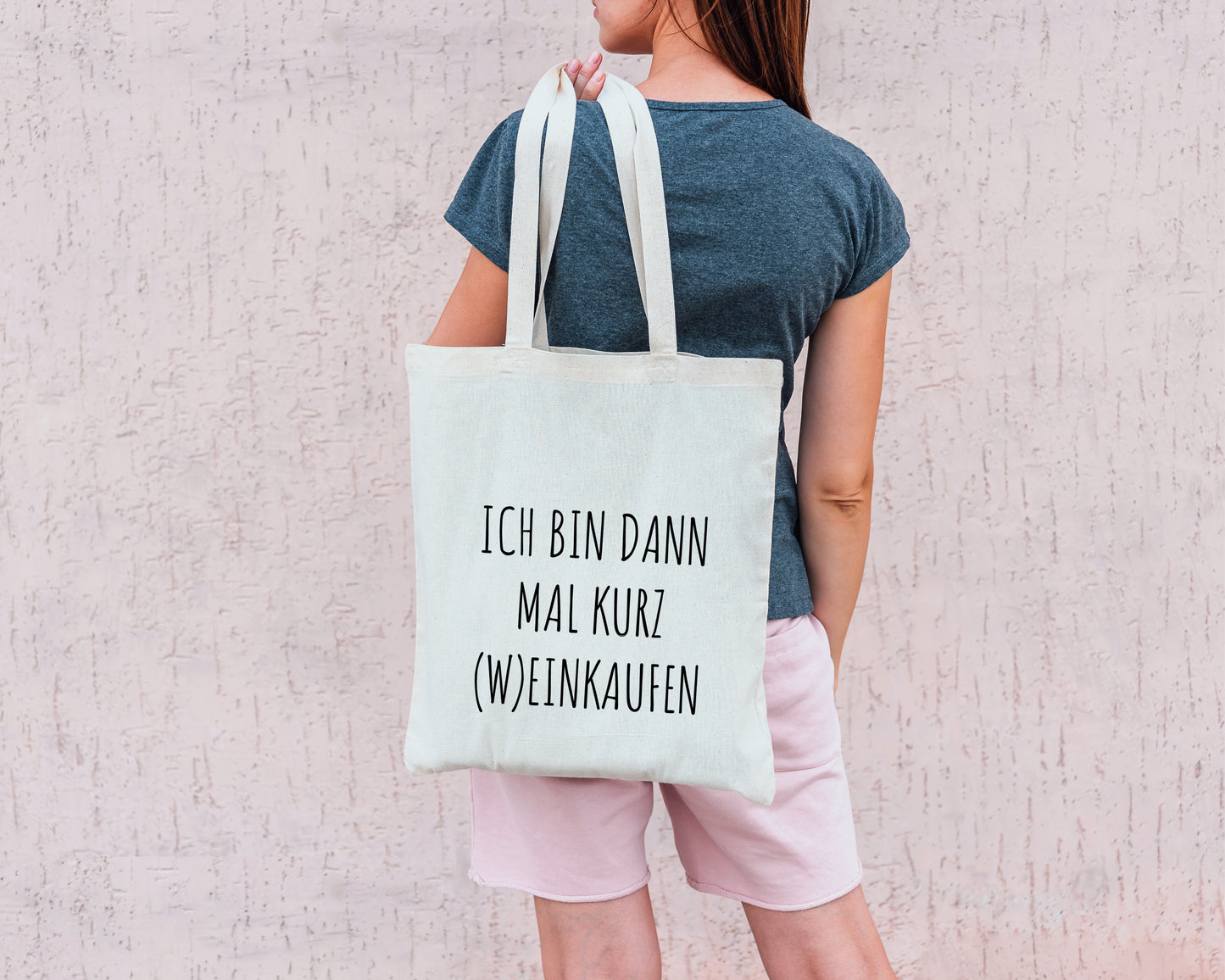 Tasche mit Aufdruck *Ich bin dann mal kurz (W)einkaufen*