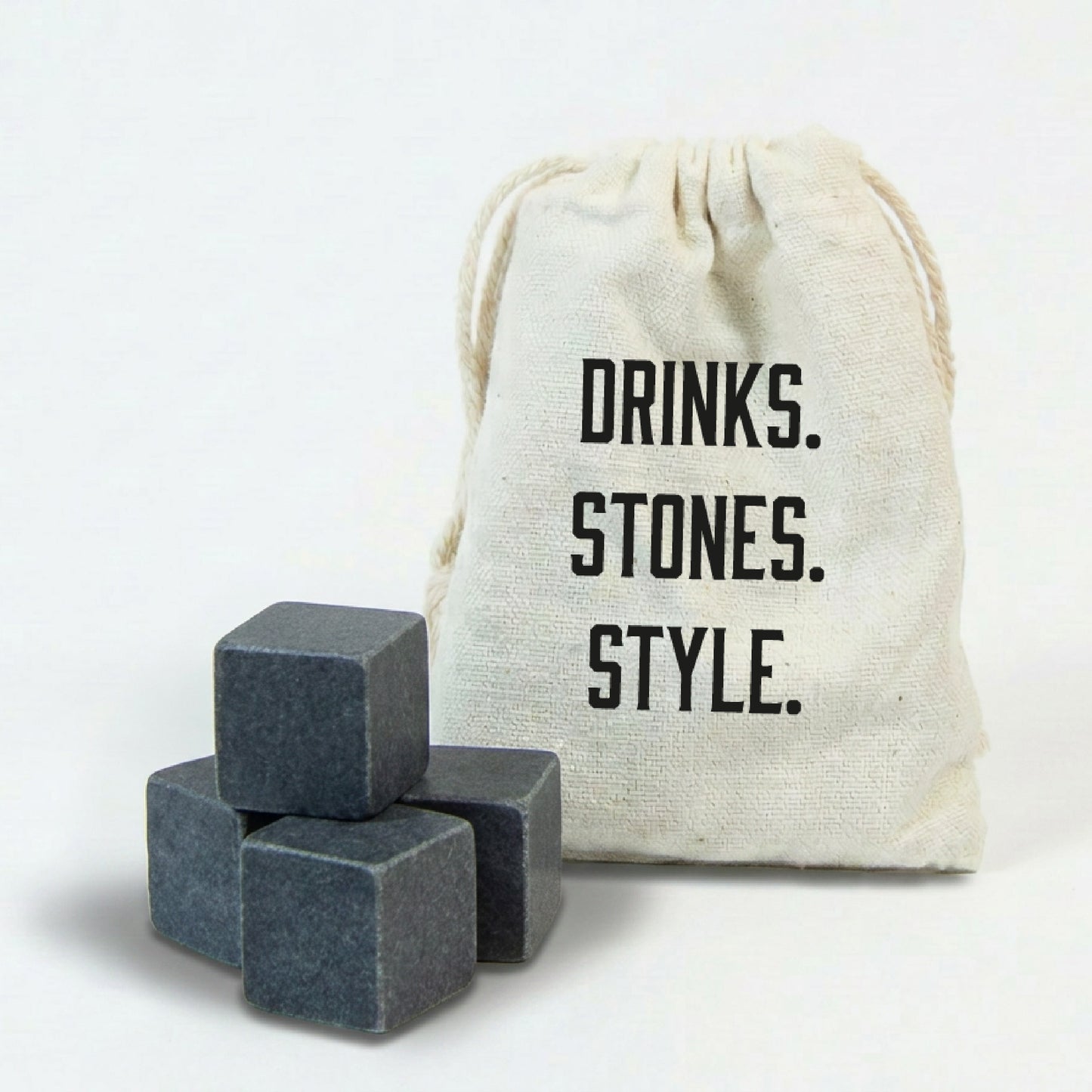 Eiswürfel Speckstein 4er Set Drinks Stone Style für Whisky & Gin