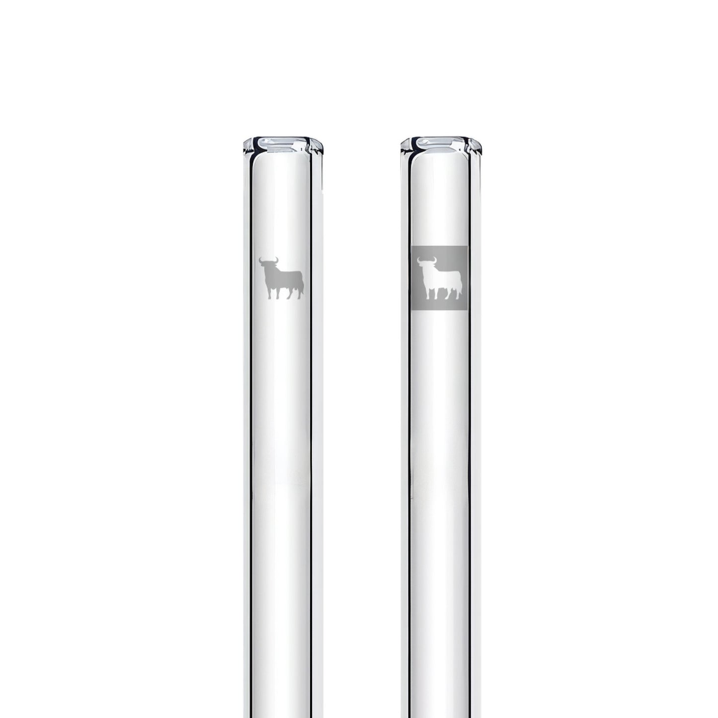 Glasstrohhalme mit Gravur wiederverwendbar 2er Set - Veterano Style mit Stier