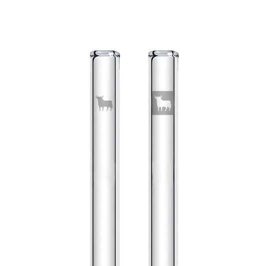 Glasstrohhalme mit Gravur wiederverwendbar 2er Set - Veterano Style mit Stier
