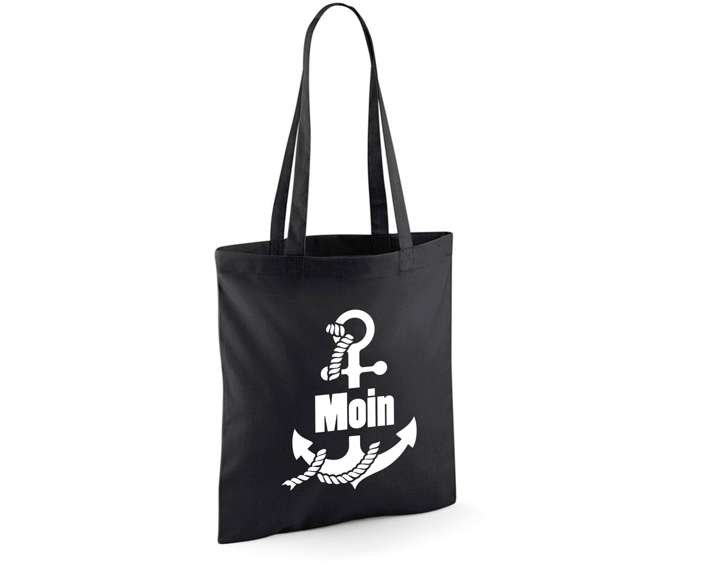 Tasche mit Aufdruck & Motiv *Anker Moin Tau* Black