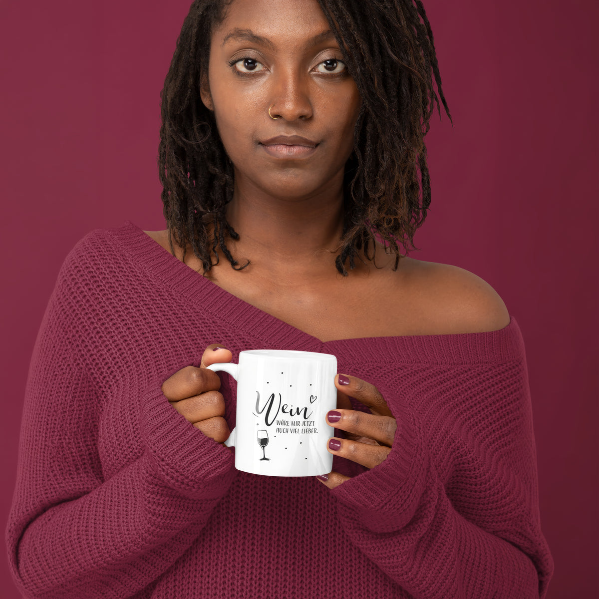 Tasse mit Spruch „Wein wäre mir jetzt auch lieber“ – spülmaschinenfest