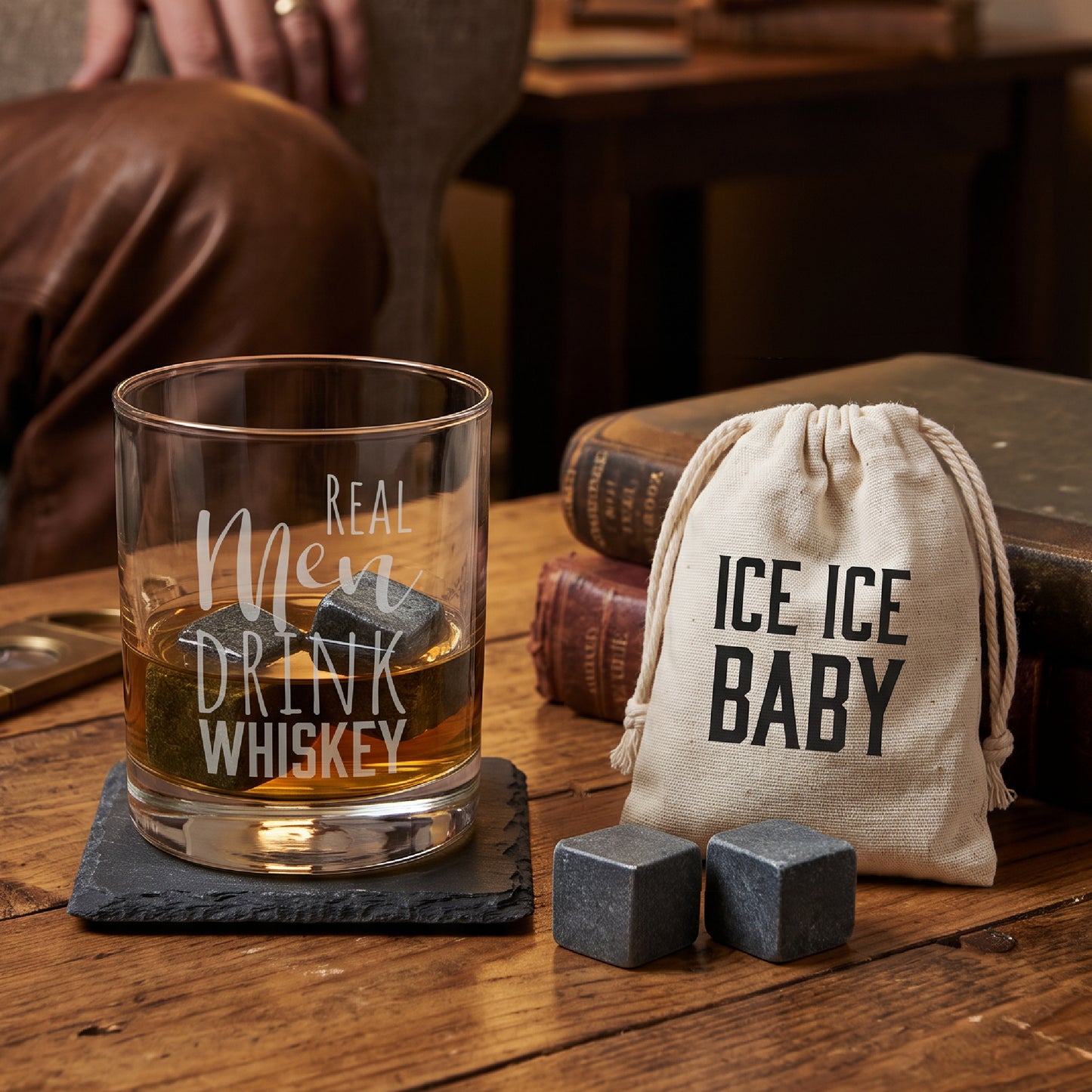 Eiswürfel Speckstein 4er Set Ice Ice Baby für Whisky & Gin