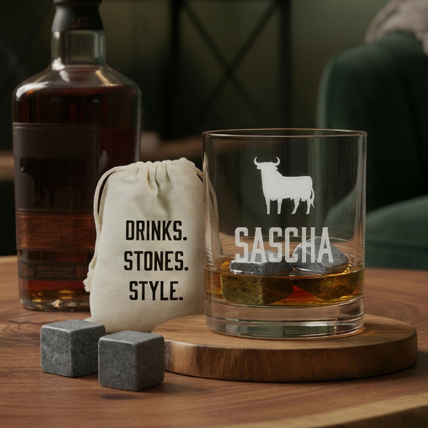 Eiswürfel Speckstein 4er Set Ice Ice Baby für Whisky & Gin