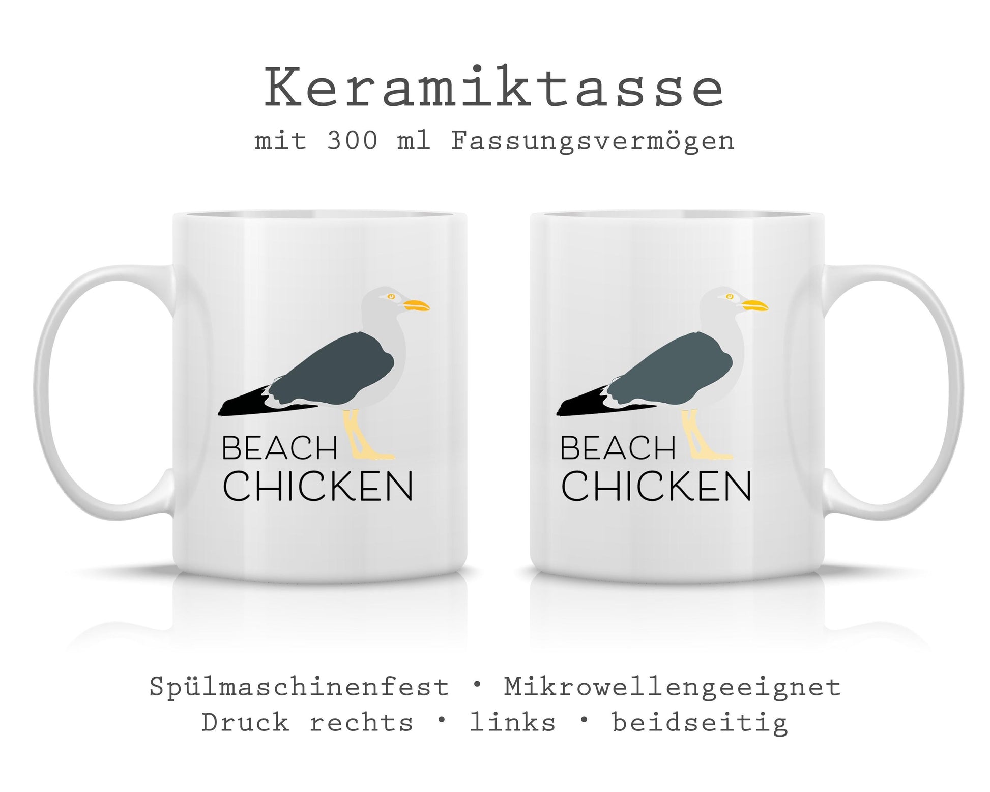 Tasse bedruckt mit Motiv Beach Chicken *spülmaschinengeeignet*